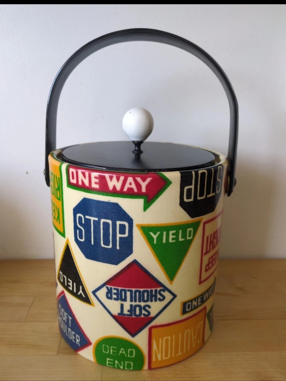 Rare Retro Vtg 1970's Street Sign Ice Bucket Barware Morgan Bucket Brigade MCM